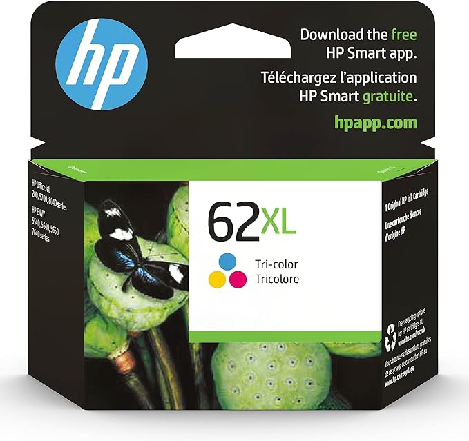 HP 62XL Tri-color High-yield Ink Cartridge | Works by HP