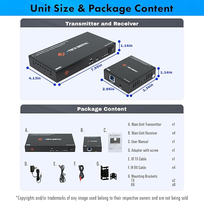 J-Tech Digital HDMI Extender Splitter 1x4 Over Single Cat5e/6 Ethernet Cable Up - Image 9