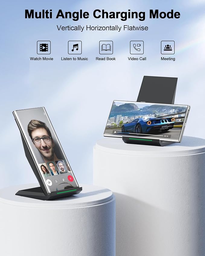 Fast Wireless Charger, NANAMI Qi Certified Wireless Charging Stand - Image 3