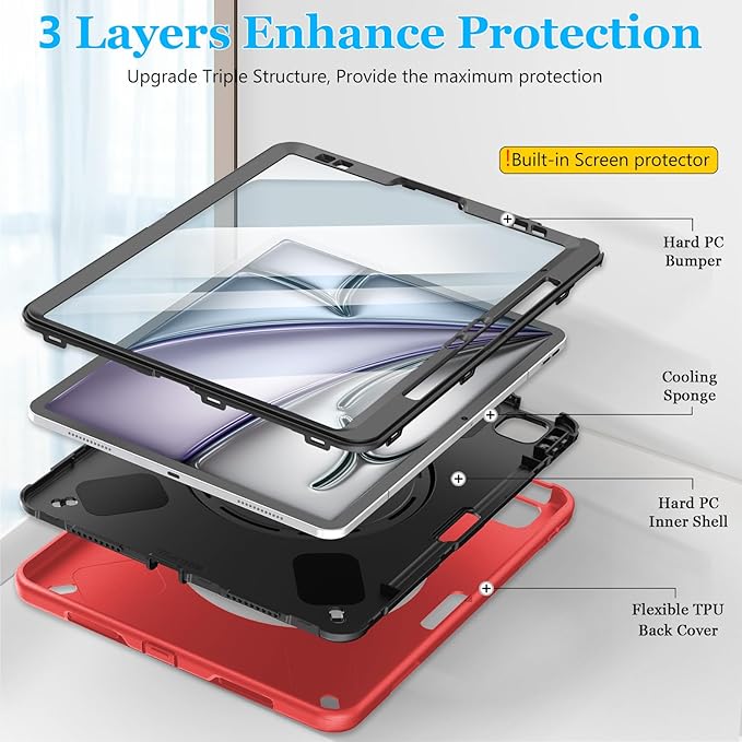 Case for iPad Air 13 Inch M3 2025 & M2 2024: Military Grade Cover for iPad Pro - Image 6