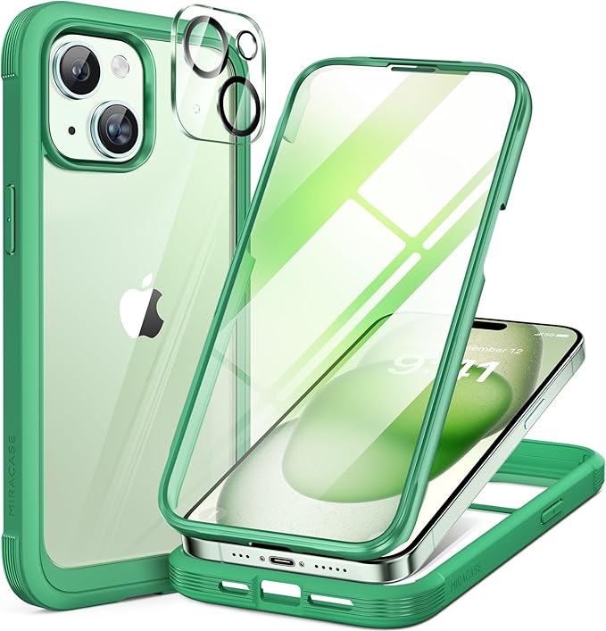 Miracase Glass Series Designed for iPhone 15 Plus Case 6.7', Full-Body Military by Miracase