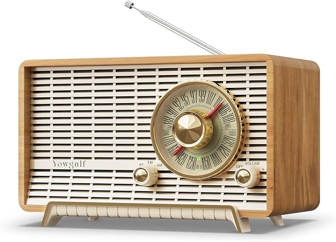 YOWGULF AM FM Radio Classic Retro Wood Table Radio Bluetooth Speakers Radios by YOWGULFAMFMRADIO