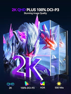UPERFECT QLED Portable Monitor 2K 144HZ 18'' 100% DCI-P3 500Nits w/VESA & Stand - Image 3