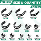 125PCS Cable Clamp, 12 Sizes Stainless Steel Rubber Coated Cushioned Insulated - Image 2