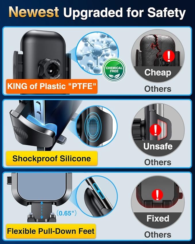VANMASS Car Phone Holder Mount 2024 Upgraded Car Vent Phone Mount Clip - Image 6