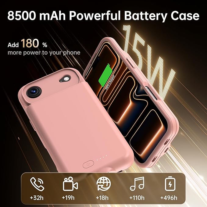 GIN FOXI Battery Case for iPhone 17 AIR, Charging Case Charger 8500mAh - Image 3