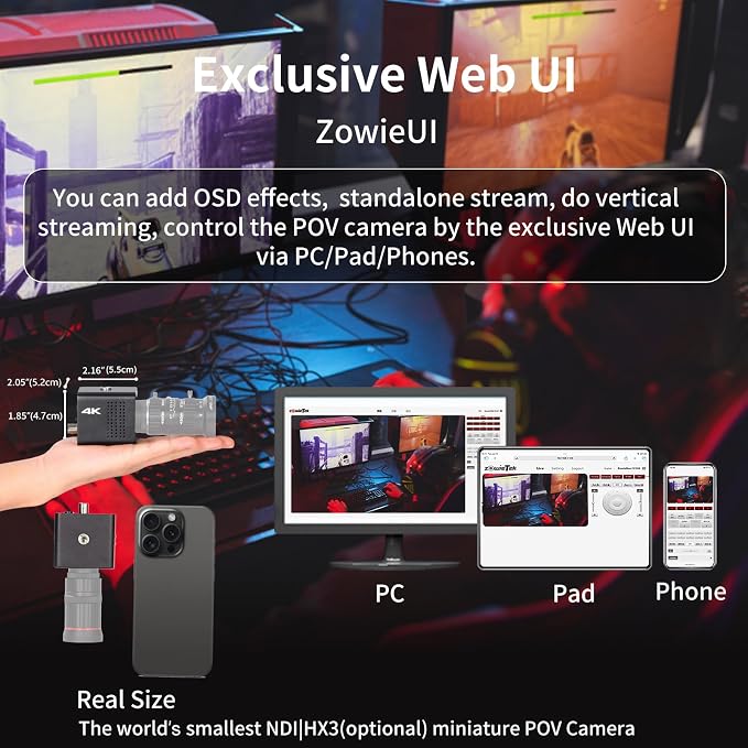4K Native NDI|HX3 POV Box Camera PoE, Simultaneously HDMI & SDI Output - Image 5