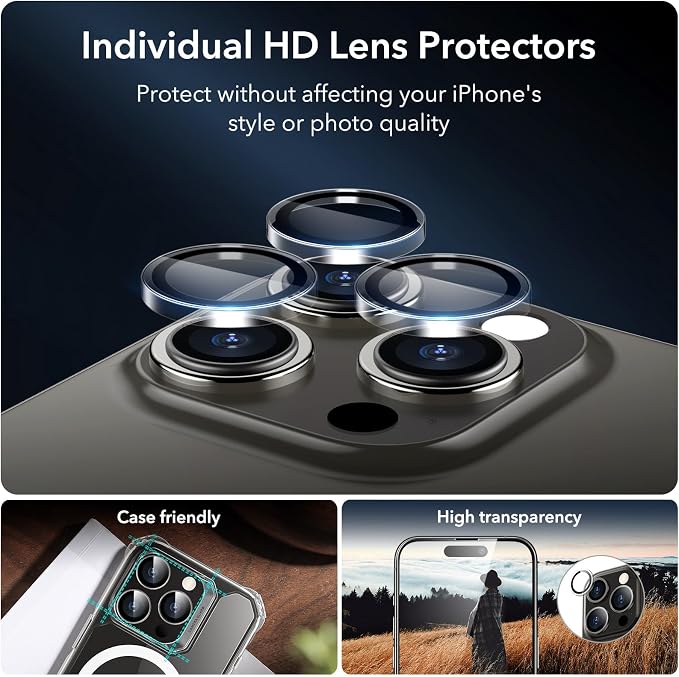 ESR for iPhone 14 Pro Max Screen Protector Set, 3 Tempered-Glass Screen - Image 4