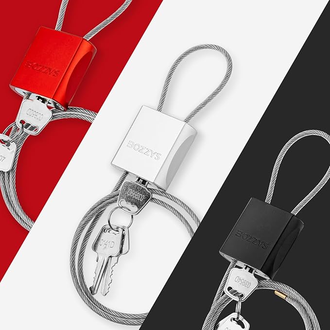 Cable Padlock with 3 Keys | L 1.15ft, D 1/6in Adjustable Steel Cable Lock | - Image 8
