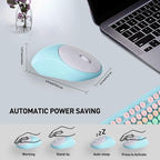 Wireless Keyboard and Mouse Set, 105 Round Keys Full-Size Cute Colorful - Image 5