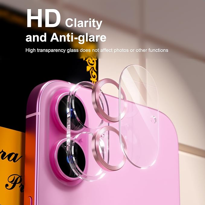 beuxece for 6 Pack iPhone 16 / iPhone 16 Plus Camera Lens Protector 9H Tempered - Image 7