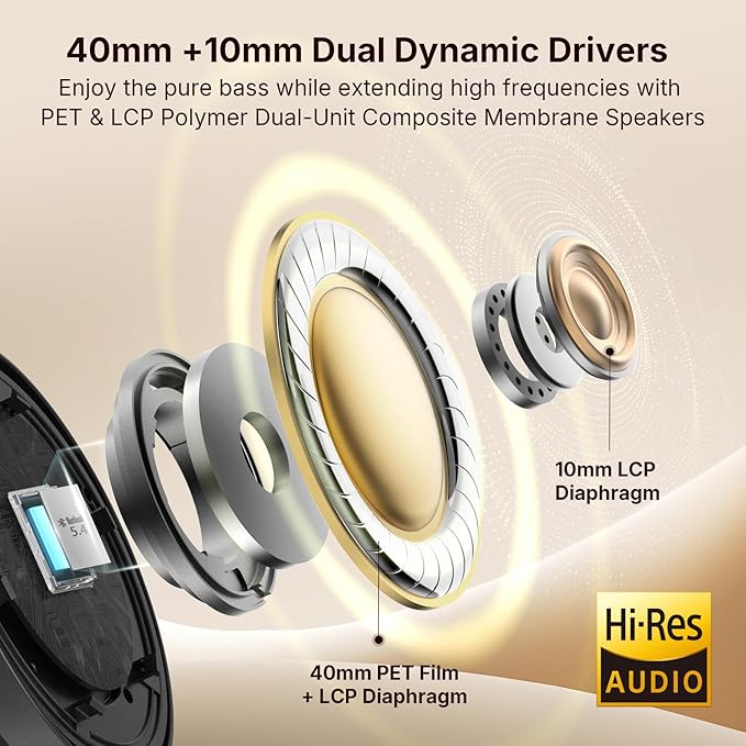 EarFun Tune Pro Active Noise Canceling Headphones, Wireless Bluetooth Headphones - Image 3