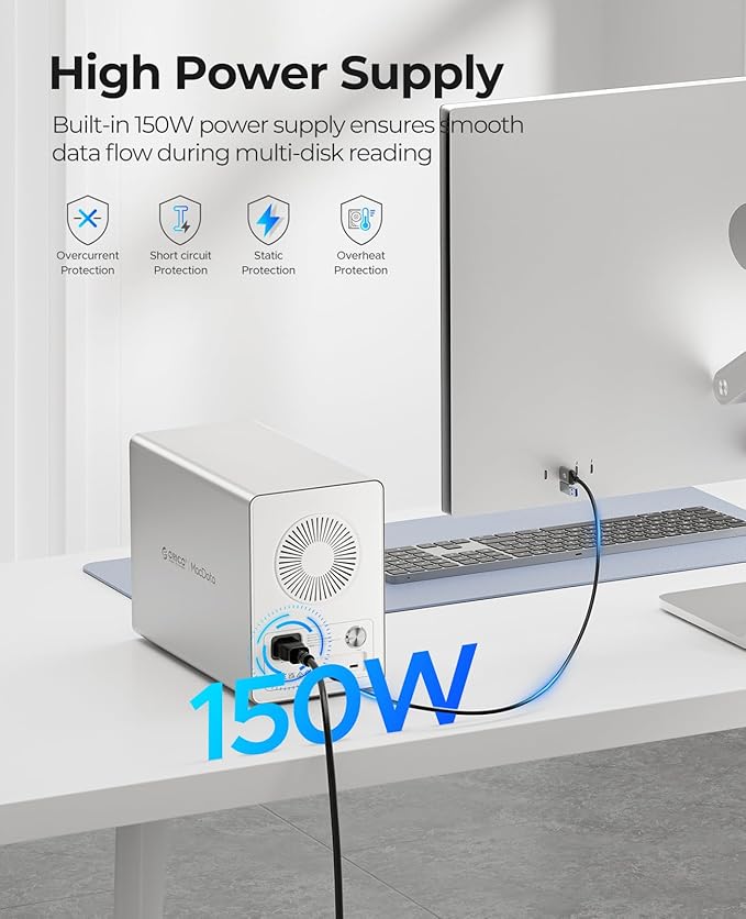 ORICO Daisy-Chain 5-Bay Hard Drive Enclosure External USB 3.2 Gen 2 Aluminum - Image 6