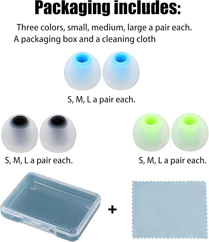 Earbud Replacement Tips Silicone Earbud Tips Eartips Fit Most in-Ear Earbuds - Image 7