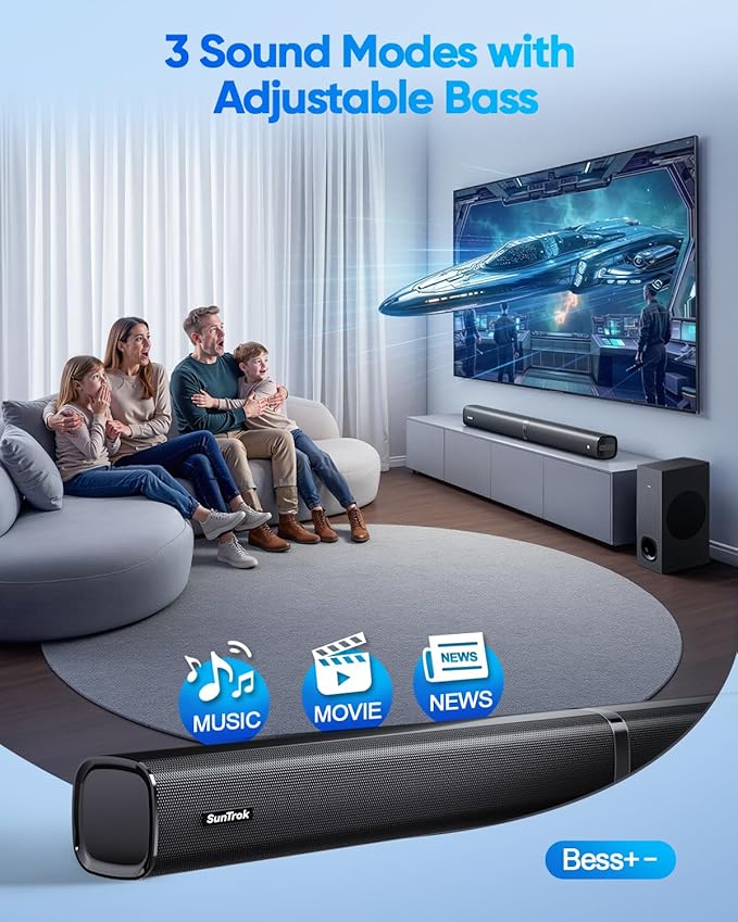 Soundbar with Subwoofer for TV, Home Theater Bluetooth 5.3 Speaker System with - Image 6