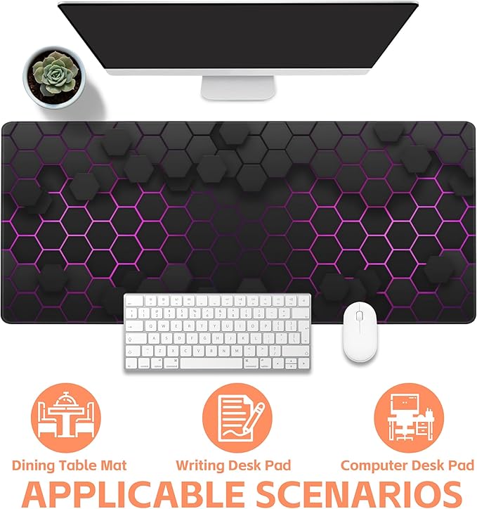 Mouse Pad Large Electric Glow Hexagonal Non-Slip Gaming Desk Mat - Image 4