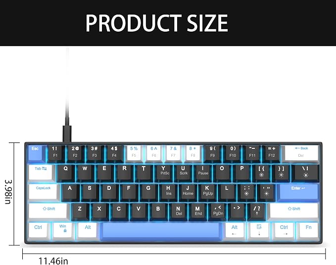 60% Mechanical Gaming Keyboard, Detachable Type-C Cable Mini Keyboard - Image 8