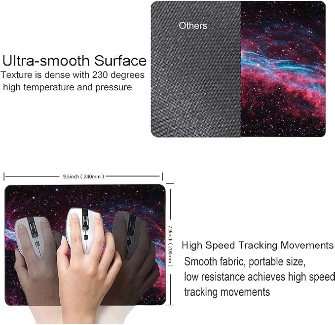 Galaxy Glitter Nebula Mouse Pad, Waterproof Non-Slip Rubber Base, 9.5"x7.9" Inch - Image 3