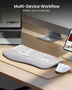ProtoArc Ergonomic Wireless Keyboard Mouse, EKM01 Plus Full Size Ergo Bluetooth - Image 6