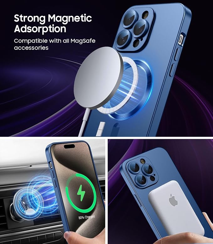Magnetic for iPhone 15 Pro Case Slim Soft Silicone Bumper Shockproof Metallic - Image 2