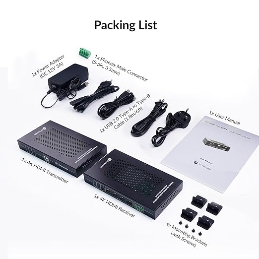 AV Access HDMI USB KVM Extender, 50m/164ft 4K 60Hz Over Cat5e/6/6a/7, Support - Image 6