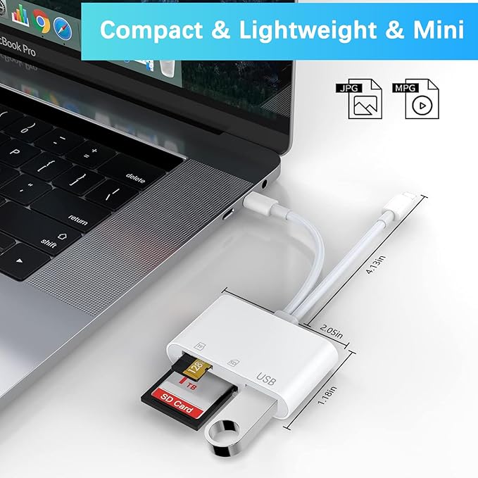 SD Card Reader for iPhone iPad Mac, Lightning & USB-C Dual Connectors Memory - Image 8