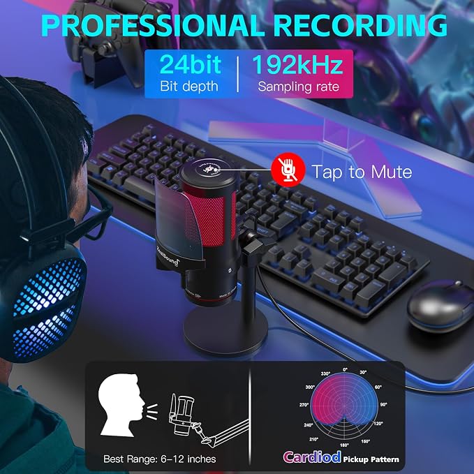 ZealSound Gaming USB Microphone, Noise Cancellation Condenser mic - Image 5
