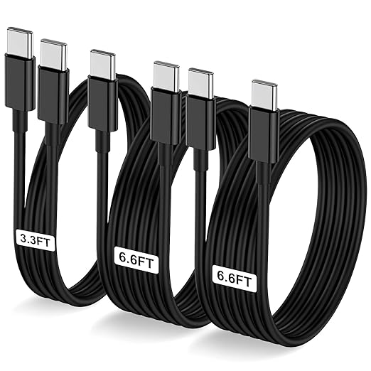 3-Pack Black 60W USB C to USB C Cable, Type C Fast Charging Cable by LOFPYE