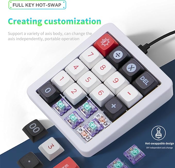 Adventurers K812 Wired Mechanical Numeric Keypad, 19-Key Hot-Swappable RGB - Image 2