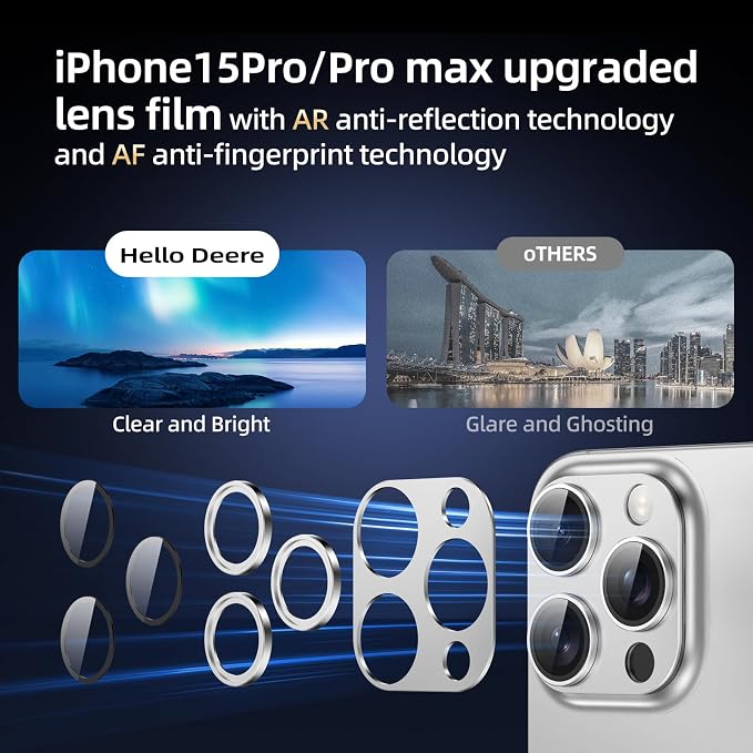 Compatible with iPhone 15 Pro/16 Pro Camera Lens Protector, Tempered Glass Full - Image 6
