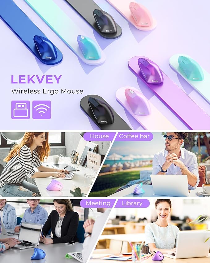 Lekvey Ergonomic Mouse, Vertical Wireless Mouse, Rechargeable 2.4G Optical - Image 7