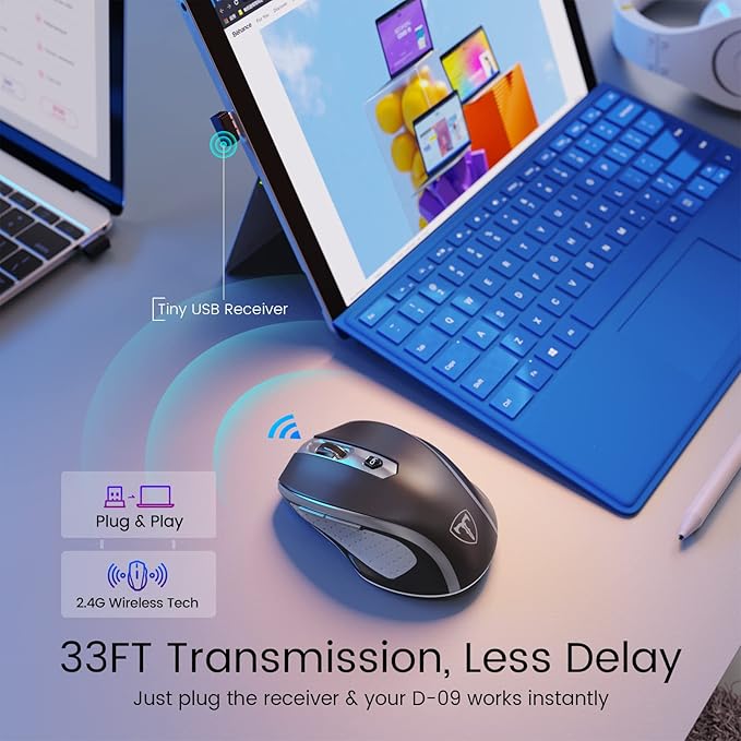 Wireless Mouse, D-09 Computer Mouse USB Cordless Mice - Image 3