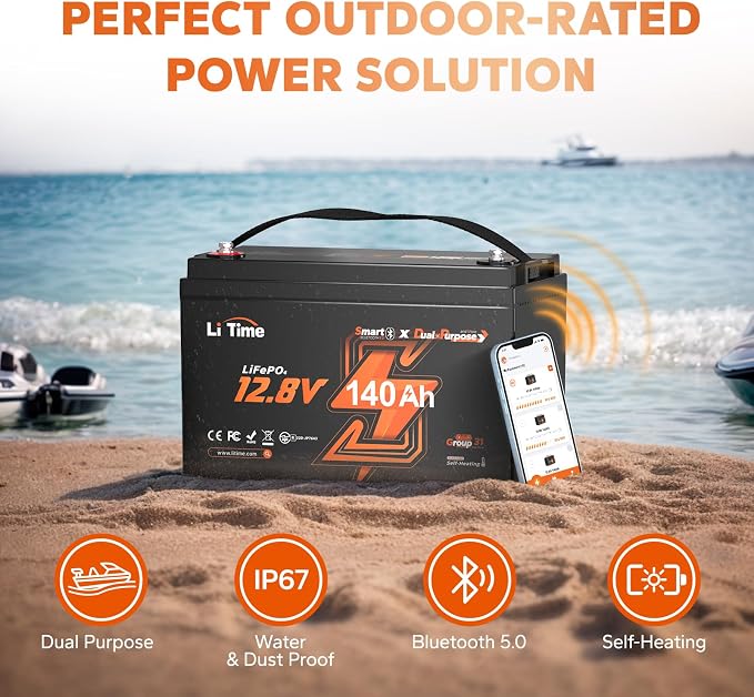Litime 12V 140Ah Bluetooth Dual Purpose 1000 CCA Marine Battery - Image 8