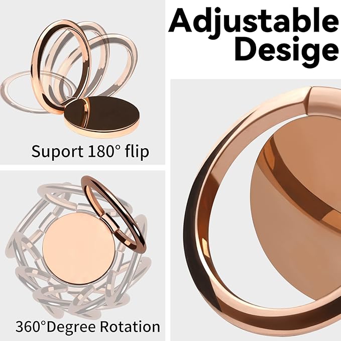 Metal Cell Phone Ring Holder Finger Ring Stand, 360 Degree Rotation Ring - Image 2