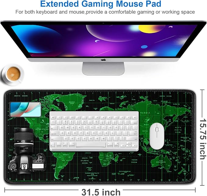 Large Gaming Mouse Pad, 31.5x15.7 inch Large Extended Computer Keyboard Mouse - Image 2