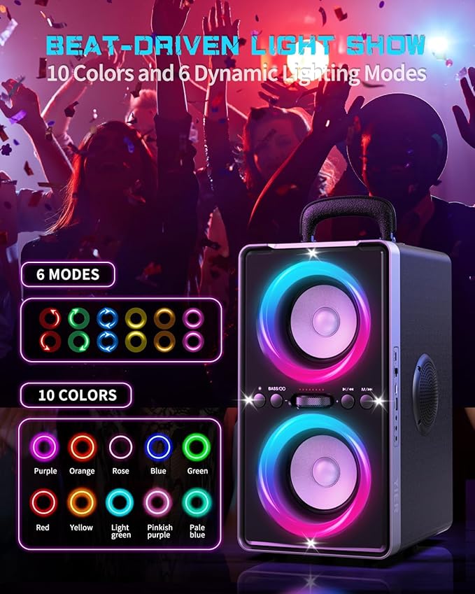 Bluetooth Speaker, 200W Loud Stereo - Image 3