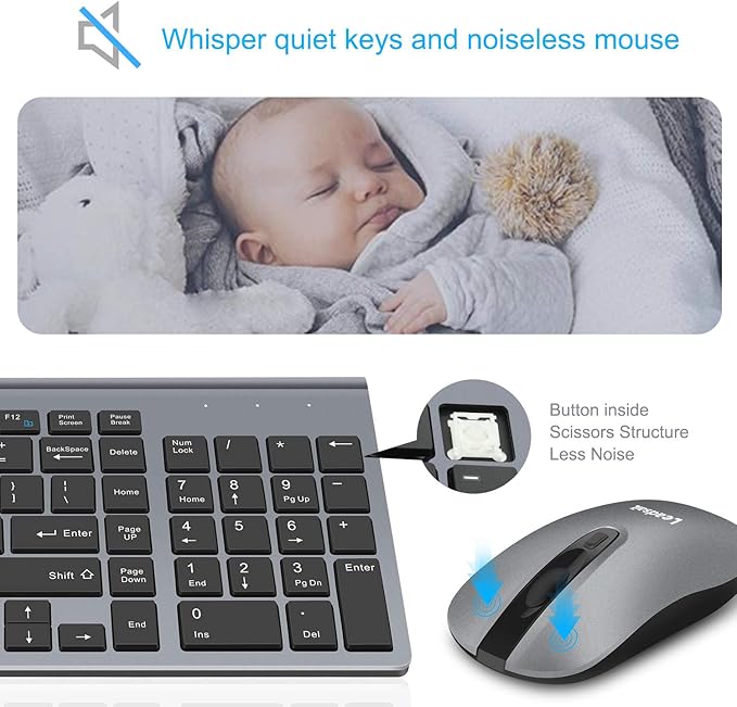 LeadsaiL Wireless Keyboard and Mouse Combo, Wireless USB Mouse and Computer - Image 2
