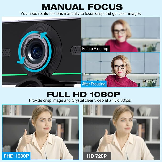 1080P Webcam with Microphone for Desktop, Computer Webcam Connect Bluetooth - Image 7
