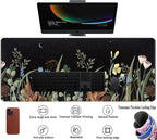 Cute Gaming Black Wild Flowers Desk Mat Mouse Pad Star Moon Floral Mousepad - Image 3