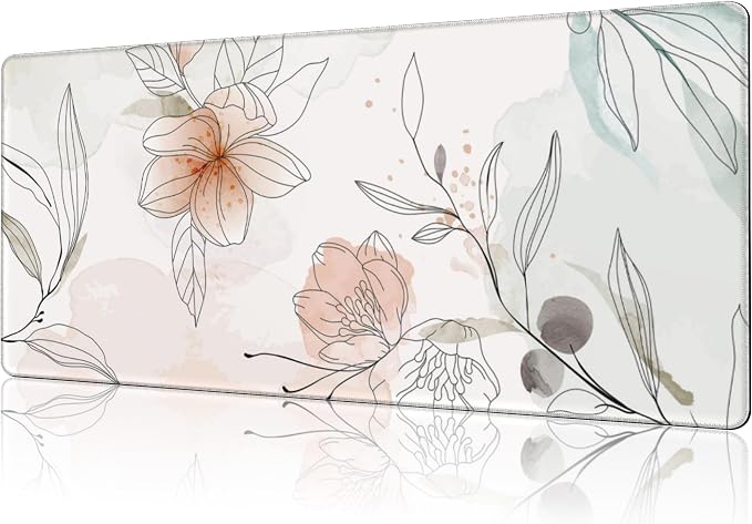 Mouse Pad Large Flowers Watercolor Texture Non-Slip Gaming Desk Mat by NIYLYNSYN