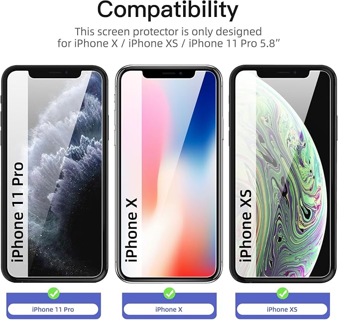 NEW'C 3 Pack Privacy for iPhone 11 Pro, iPhone X, iPhone XS Screen Protector - Image 2