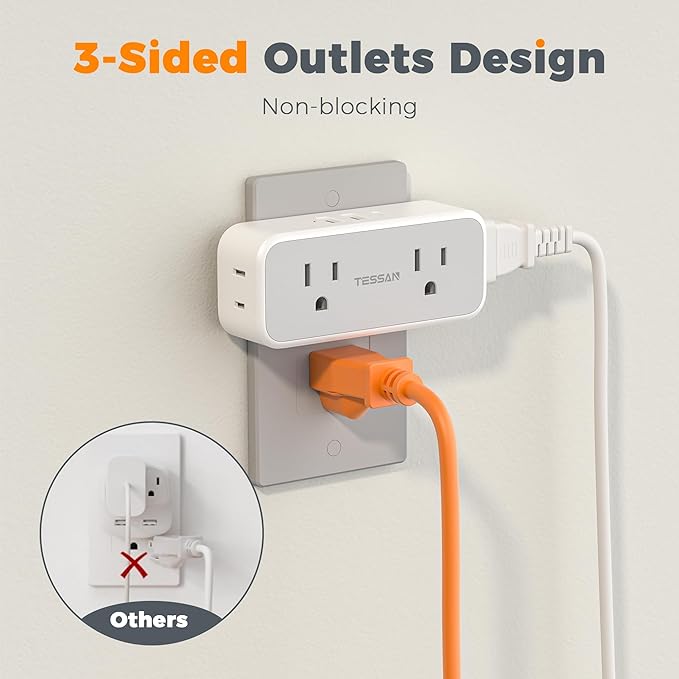 Surge Protector Outlet Extender, TESSAN Multi Plug Splitter - Image 6