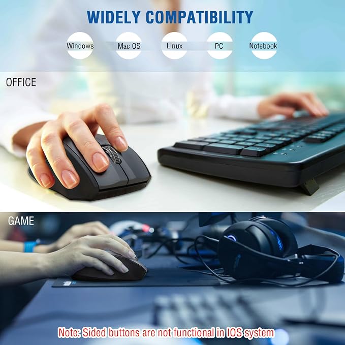 E-YOOSO Wireless Mouse for Laptop, Portable Optical Computer Mouse, 6 Buttons - Image 7