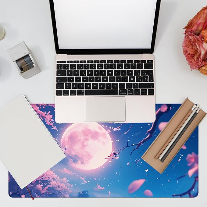 Large Gaming Mouse Pad for Desk, Falling Cherry Blossoms Desk Mat, Bright Full - Image 7