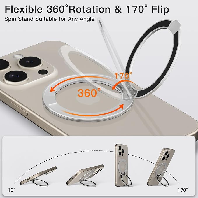 COOLQO 1Pc 360 Spin Cell Grip Ring Phone Stand Magnetic Holders - Image 3
