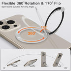 COOLQO 2Pcs 360 Spin Cell Grip Ring Phone Stand Magnetic Holders - Image 3