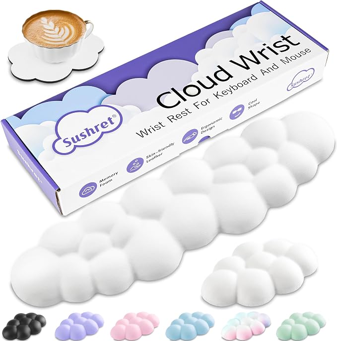 Cloud Wrist Rest Keyboard, Cloud Keyboard Wrist Pad Set by Sushret