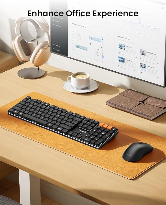 ProtoArc Mechanical Keyboard and Mouse, KM310 Wireless Rechargeable Aluminum - Image 9