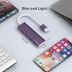 USB Hub, USB 3.0 Hub Aluminum Alloy Ultra Slim USB Splitter, Portable 4 Port - Image 7