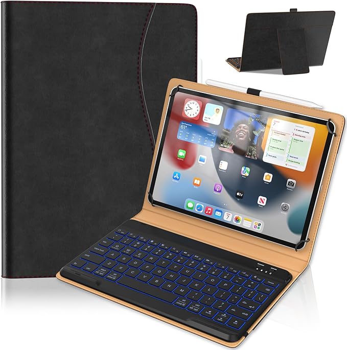 Leather Keyboard Case for 9", 7 Colors Backlit by OPAKIT